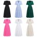 Hot Sale Summer New High-End Deep V Puff Sleeve Vacation European And American Fashion Women's Long Dress_ecoleips.com