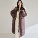 girl Girl Girl 25 Winter Fox Fur Collar Hooded Waist-Tightening Jacket For Women, Long Over-the-Knee 90% White Duck Down Thickened Coat_ecoleips.com