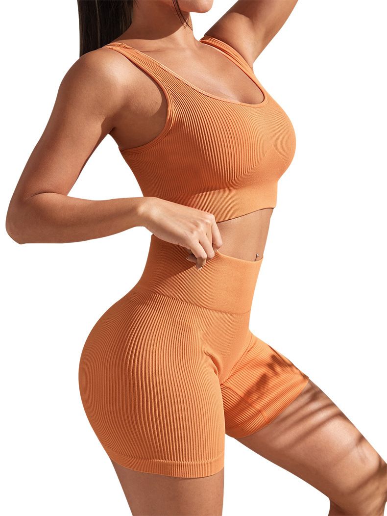 Women's Clothing Yoga Sports Top Tight Quick Drying Moisture Absorbing High Waist Hip Lifting Yoga Shorts Suit For Women_ecoleips.com