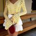 Women's Clothing Hot Girl Hollow Knitted Cardigan Women's Clothing New Solid Color Long Sleeve V Neck Solid Color Short Knitted Top_ecoleips.com