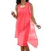 Elegant Chiffon A-Line Dress With Asymmetric Hem, Sleeveless Midi Dress For Women Universally Flattering A-Line Cut_ecoleips.com