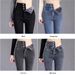 2024 Fall/Winter New Women's Fleece-Lined High-Waisted Jeans, Stretch Slim-Fit Pencil Pants, Slimming Cropped Jeans_ecoleips.com