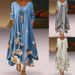 Women's Long Sleeve Floral Print Midi Dress – Asymmetrical Hem Casual Boho Fall Dress 2026_ecoleips.com