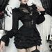 Halloween Lace Hollow out Long Sleeve Top for Women Dark Style Comfortable Casual Shirt Autumn Fashion_ecoleips.com