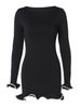 AC612 Hem Dre, Sexy Tight-Fitting Knit With Ruffled Edges, Long Sleeve, European American Style, Autumn And Winter_ecoleips.com