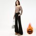 Factory Direct Black Non-Skinny Fleece-Lined Flared Jeans For Women, Autumn And Winter Thickened Loose Slimming_ecoleips.com