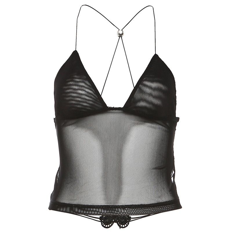European And American 2024 Women's Spring-summer New Fashion Sexy Hot Girl Style Butterfly Tie Mesh Backless_ecoleips.com