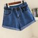 High Waisted Slimming Denim Shorts for Women Korean Style Rolled Hem Loose Wide Leg A-Line Hot Pants Trendy Summer Fashion_ecoleips.com
