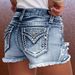 Women's High Waist Ripped Denim Shorts – Embroidered Retro Jeans Shorts With Stretch (Light Blue, S-XXL)_ecoleips.com
