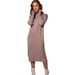 Women's High Neck Knit Sweater Dress - Oversized A-line Pullover Tunic For Fall Winter, Soft & Slimming, Solid Color Casual Elegance_ecoleips.com