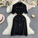 Women's Clothing Spring Summer New French Chic Short Sleeve Dress Peter Pan Collar Slim Fit Beaded Women's Clothing_ecoleips.com