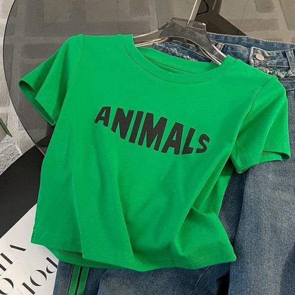 Women's Clothing Outfit With A Complete Set Of Fashionable Green Straight Shoulder T Shirt High Waist Ripped Jeans Two Piece Suit_ecoleips.com
