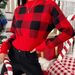 Christmas Knit Sweater Women's Long Sleeve Turtleneck - Fair Isle Jacquard Pattern Cozy Winter Pullover In Red & Black (S/M/L)_ecoleips.com