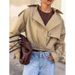 Casual Workwear Trench Coat Women's Design Sense Loose Short Suit Collar Double-Breasted Jacket Jacket Women's Clothing_ecoleips.com