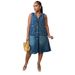 Women's Casual Double Pocket Denim Dress Mid-Length Practical Independent Store_ecoleips.com
