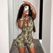 Sexy Camo Print Romper For Women, Deep V-Neck Sleeveless Jumpsuit With Shorts - Casual Party Bodycon Outfit_ecoleips.com