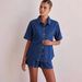 Women's Clothing Summer New Washed Retro Solid Color Short Sleeved Shirt Shorts Denim Suit Women_ecoleips.com