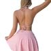 Women's Clothing Fashionable Bikini Set Women's Sexy Skirt Style Tie Neck Hanging Strap Swimsuit Polyester Fabric Bikini Set_ecoleips.com