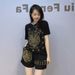 Women's Clothing Summer New Short Sleeved Shorts Women's Casual Suits European Women's Clothing Hot Diamond T Shirt Two Piece Suit_ecoleips.com