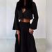 Women's Clothing Solid Color Summer Fashion Cardigan V Neck Lace Up High Slit Cotton And Linen Two Piece Skirt_ecoleips.com