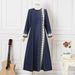 2025 New Muslim Robe Positioning Printing Fashionable And Elegant Long Sleeved Loose Dress_ecoleips.com