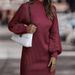 Women's French Retro Knit Sweater Dress - Slim Fit Long Sleeve Pullover With Coat-Like Elegance, Autumn & Winter Casual Chic_ecoleips.com