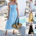 DiYun European And American 2025 Spring/Summer Casual Solid Color Bohemian Resort Style High-Waisted_ecoleips.com