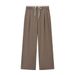 Women's Fashion Wide-Leg Pants – Stylish Double-Waist Trousers For Casual & Office Wear (Blue, Brown, Black, Beige, Gray, Cream Stripe)_ecoleips.com
