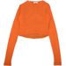 Women's Loose Long Sleeve Jazz Dance Top Orange Red Lightweight Slightly Sheer Short Chic Sunscreen T-Shirt_ecoleips.com