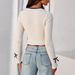 Voya New Beige Knitted Long Sleeved Shirt With Butterfly Bow Decoration On The Chest And Striped Temperament, Paired With A Base Shirt For Women's Wear_ecoleips.com