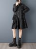 2026 Spring Summer New Black Vintage Oversized Dresses For Woman Ruffle Long Sleeve Loose Casual Midi Dress Elegant Clothing_ecoleips.com