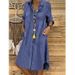 Women's Clothing Women's Plus Size Denim Dress Solid Color Casual Dress Floral Print Pleated Short Sleeve Dress For Formal & Casual For Women_ecoleips.com