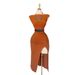 Women's Clothing Ladies Knitted Slit Slim Tight Dress_ecoleips.com
