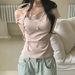 Korean Style Polka Dot Off-Shoulder T-Shirt Tie Front Top For Women Youthful Sweet Slimming Design_ecoleips.com