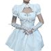 Women's Summer Polo Collar Puff Sleeve Cover up Top Eyelet Ribbon Slim Fit Suspender Dress Fashion Elegant Casual Wear_ecoleips.com