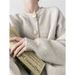 Single-Breasted, Solid-Color Knit Sweater Jacket With A Relaxed, Round-Neck Design For Women In Autumn And Winter._ecoleips.com