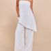 Women's Elegant Sexy Casual Strapless Ice Silk Pleated Solid Color Straight Leg Pants Set Import Clothing_ecoleips.com