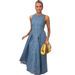 Women's Slim Fit Denim Dress - French Style Washed Suspender Sleeveless Dress_ecoleips.com