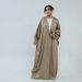 Voya Silky Satin Open Front Kimono Abaya For Women, Dubai Modest Fashion Loose Puff Sleeve Maxi Long Robe, Elegant Muslim Casual Evening Layer Kaftan_ecoleips.com