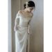 Women's Clothing Off The Shoulder Light Wedding Dress Slimming Silhouette Short Train Lace Bridal Gown For Leaving The House And Welcoming Guests_ecoleips.com