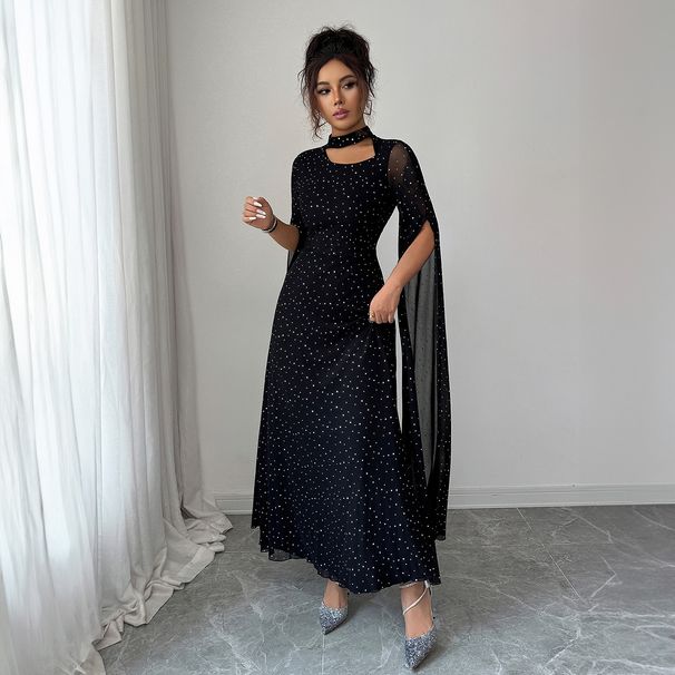Cross-border European And American Elegant Fashion Polka Dot Long Dress Women's Clothing 2025 Autumn/Winter_ecoleips.com