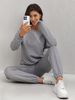 Women's Clothing Waffle Jacquard Long Sleeved Casual Sports Sweater Trousers Women's Suit_ecoleips.com