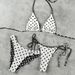Women's Three Piece Swimwear Set Multi Color Polka Dot Tie up Bikini Bottoms Sexy Double Waistbands Triangle Bag Beach Vacationwear_ecoleips.com