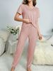 Women's New Style Pajamas Short Sleeve Trousers Elegant Casual Two-piece Solid Color Home Wear_ecoleips.com