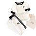 Fashion Women's Casual Two Piece Set Short Sleeved Top And Loose Fitting Trousers 8002 Print Cross Border_ecoleips.com