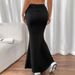 2025 Spring/Summer/Autumn New Women's Sexy Slim Fit Bodycon Pleated Long Skirt With Large Hem European And_ecoleips.com