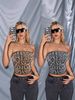 Aria Basics Aria Basics Cross-border European And American Style New Street Fashion Women's Clothing Sexy Leopard Print Sequin Crop Top_ecoleips.com