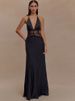 JULISSA MO Patchwork Sexy Deep V-neck Lace Halter Women Maxi Dress White Backless Evening Dress Summer Slim Elegant Party Dress_ecoleips.com