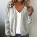 Versatile V-Neck Button-Up Knit Cardigan For Women - Soft Acrylic Blend, Comfort Fit, Long Sleeve, Casual & Chic_ecoleips.com