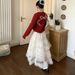 K New Multi Level Heavy Industry Cake Skirt Puff Skirt High Waist Versatile Solid Color A-line Multi Layer Large Swing Long Skirt_ecoleips.com